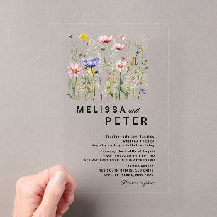  Wildflower Wedding Acrylic Invitations