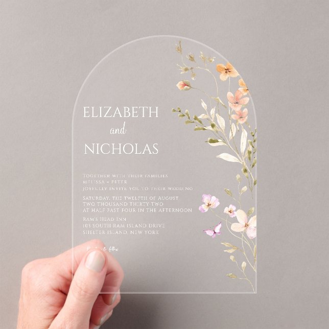 Wildflower Wedding  Acrylic Invitations (Insitu (Handheld))