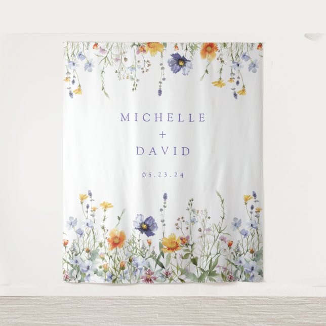 Wildflower Wedding Backdrop Tapestry (Front)