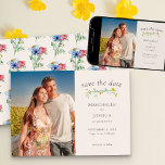 Wildflower Wedding Boho Country Floral Photo Save The Date<br><div class="desc">Wildflower wedding save the date with custom photo and watercolor wild flowers. This rustic country botanical design has a dainty divider of wildflowers and a pattern of daisy poppy and cornflower on the back. An elegant modern floral with girly, bohemian garden theme. Please browse my store in the Wildflower Charm...</div>