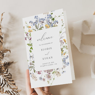 Wildflower Wedding Booklet Program Floral Folded