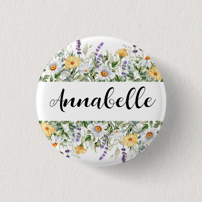 Wildflower wedding Bridesmaid Gift Floral 1 Inch Round Button (Front)