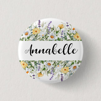 Wildflower wedding Bridesmaid Gift Floral 1 Inch Round Button