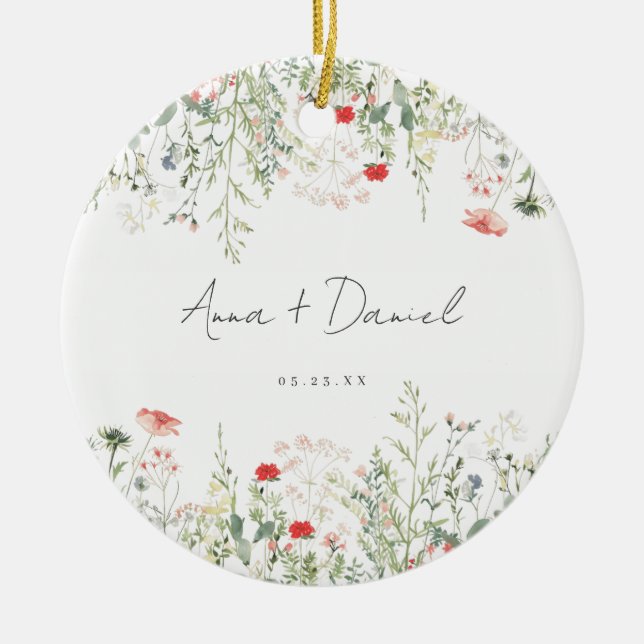 Wildflower Wedding Ceramic Ornament (Front)