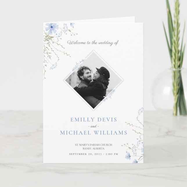 Wildflower Wedding Ceremony Program Card (Front)