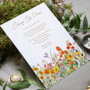 Wildflower Wedding Change Of Plans Update Announcement