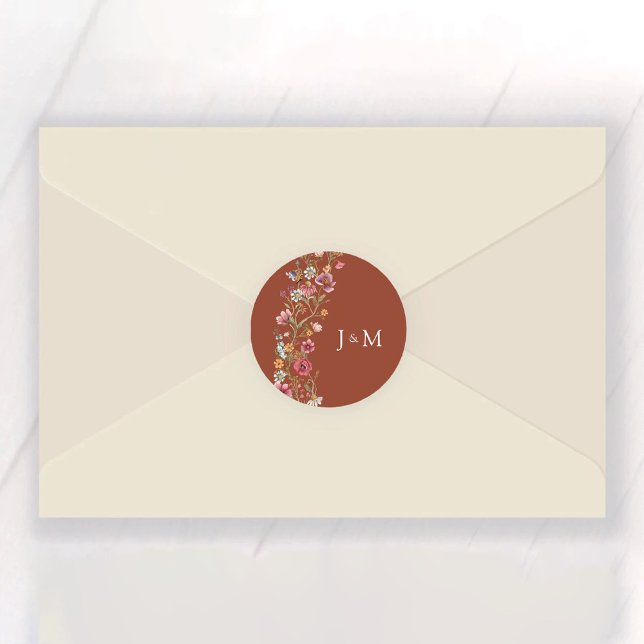 Wildflower Wedding Classic Round Sticker (Creator Uploaded)