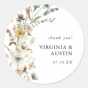 Wildflower Wedding Classic Round Sticker