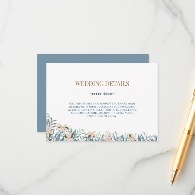 Wildflower Wedding Details Monogram Enclosure Card (Front/Back In Situ)