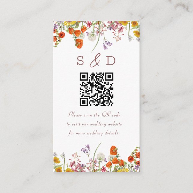 Wildflower Wedding Enclosure Card (Front)