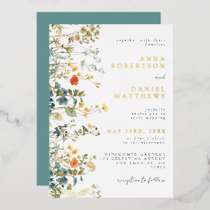 Wildflower Wedding Foil Invitation