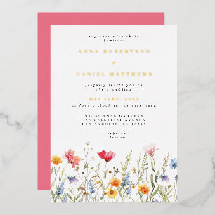 Wildflower Wedding Foil Invitation
