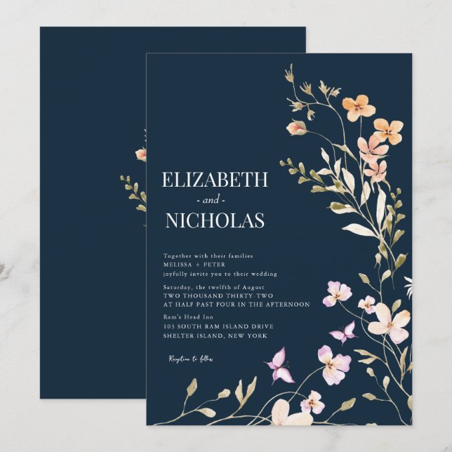  Wildflower   Wedding  Invitation (Front/Back)