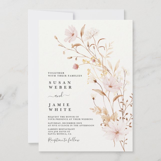 Wildflower Wedding Invitation (Front)