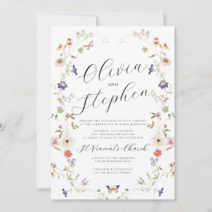 Wildflower Wedding Invitation, Summer Wedding Invitation