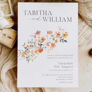 Wildflower Wedding Invitation Template Boho Floral
