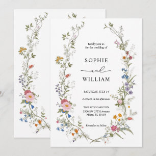 Wildflower Wedding Invitation Template, Printable