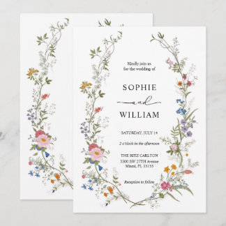 Wildflower Wedding Invitation Template, Printable 