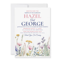 Wildflower Wedding Invitation, Watercolour Florals