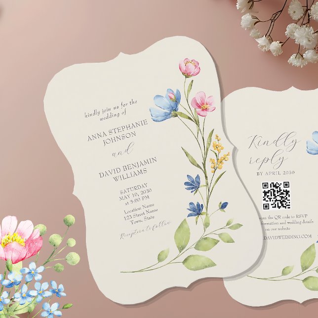 Wildflower Wedding Invitation with QR Code (Creator Uploaded)