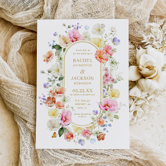 Wildflower Wedding Invite, Colorful Floral Wedding Invitation