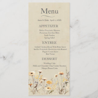 Wildflower Wedding Menu