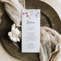 Wildflower Wedding Menu Boho Wedding Dinner Menu