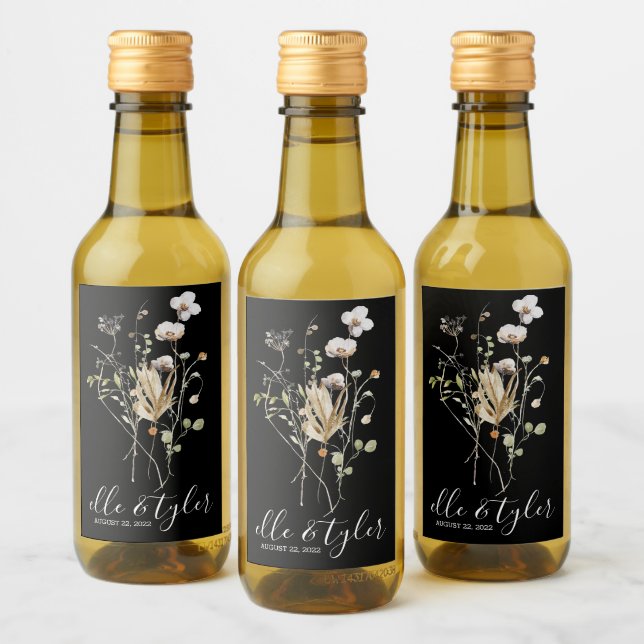 Wildflower Wedding Mini Wine Bottle Label (Bottles)