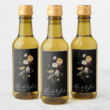 Wildflower Wedding Mini Wine Bottle Label