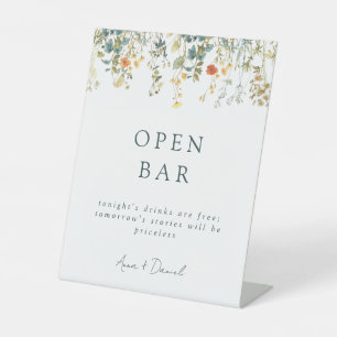 Wildflower Wedding Open Bar Pedestal Sign