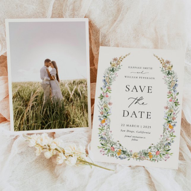 Wildflower Wedding Photo Save the Date Card (Creator Uploaded)