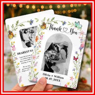 Wildflower Wedding Photo Thank You Card