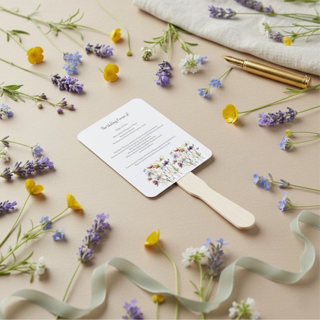 Wildflower Wedding Program, custom Hand Fan (Creator Uploaded)
