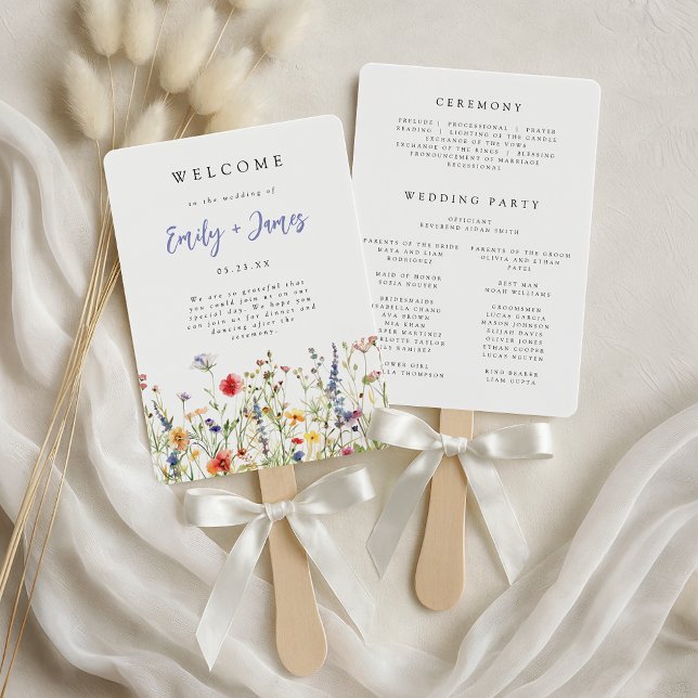 Wildflower Wedding Program Hand Fan (Creator Uploaded)