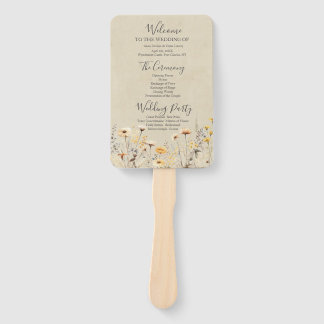 Wildflower Wedding Program Hand Fan