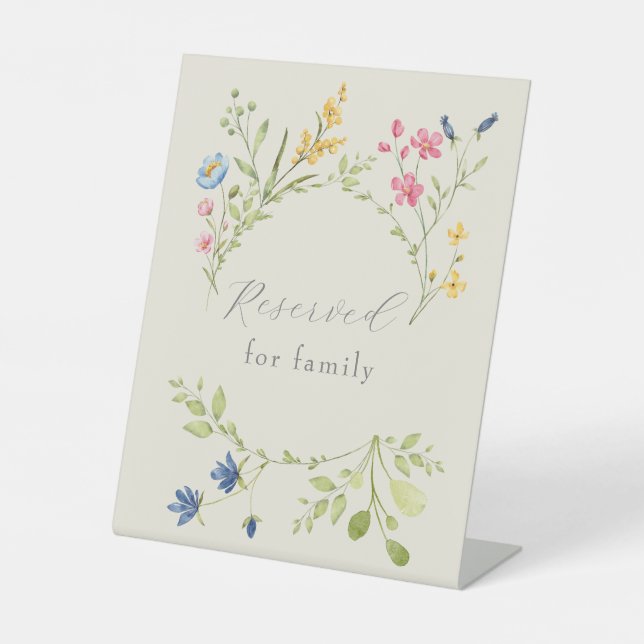 Wildflower Wedding Reserved Seating Pedestal Sign (Front)