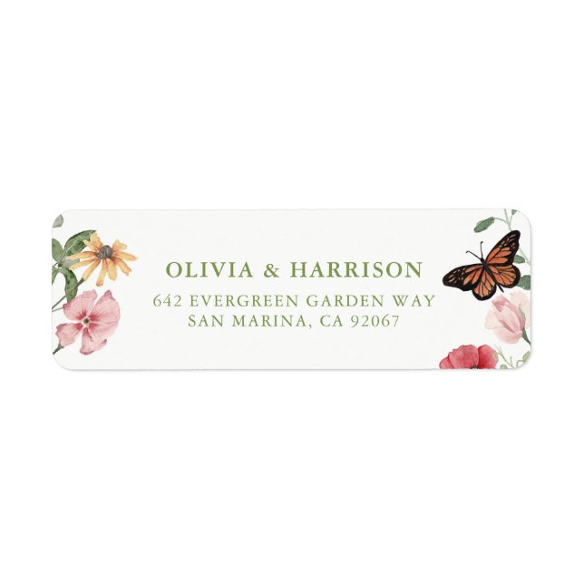 Wildflower Wedding Return Address Labels (Devant)