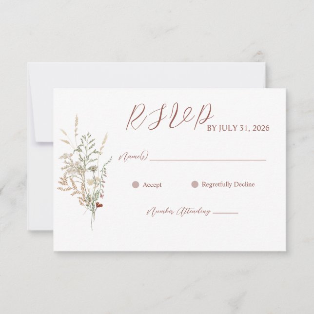 Wildflower Wedding RSVP Card (Front)