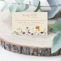 Wildflower Wedding RSVP Card – Watercolor Floral