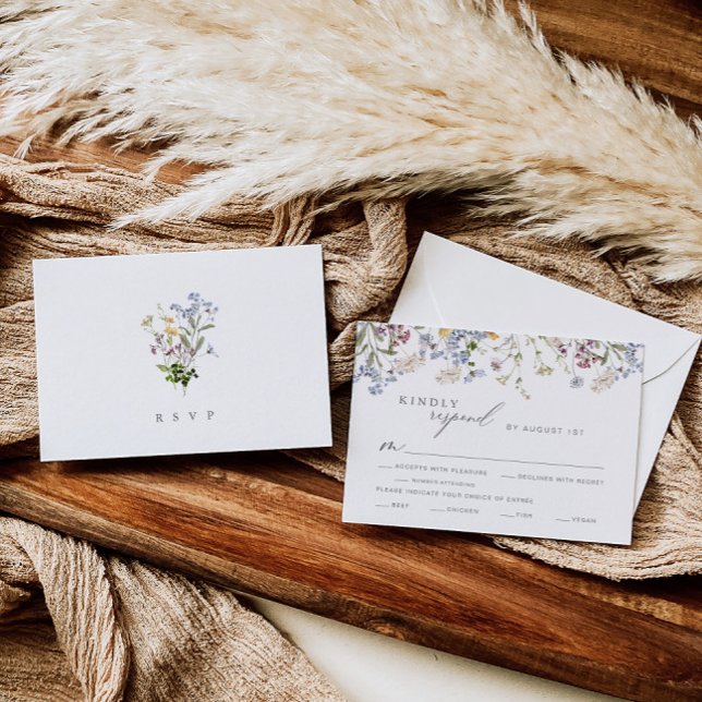 Wildflower Wedding RSVP Card with Meal Choices (Creator Uploaded)