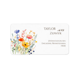  Wildflower Wedding RSVP Return Address  Label
