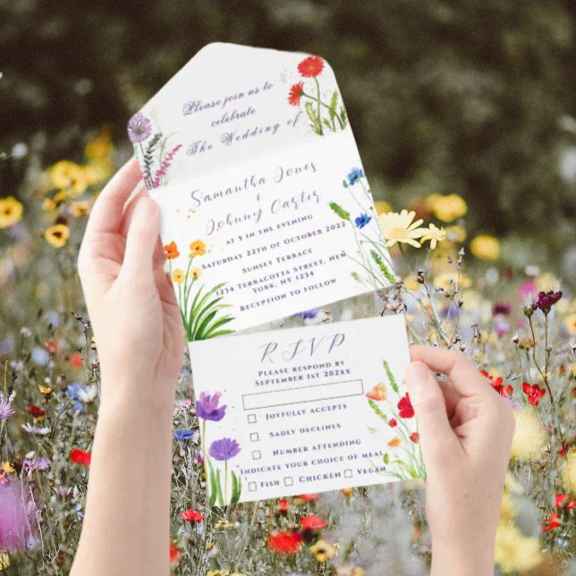 Wildflower Wedding Rustic Country Wild Flowers  Al All In One Invitation (Creator Uploaded)