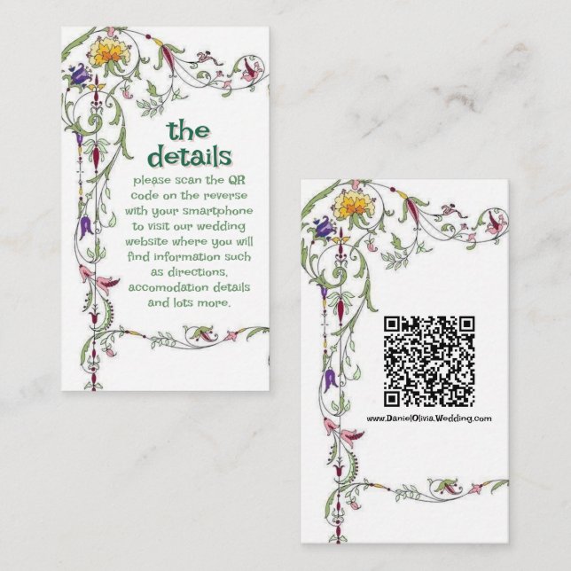 Wildflower Wedding Rustic Country Wild Flowers Wed Enclosure Card (Front/Back)