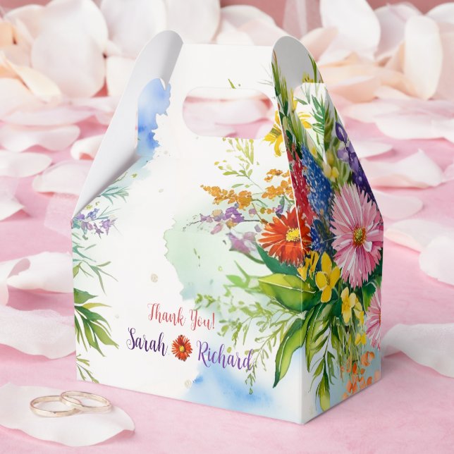Wildflower Wedding, Rustic Floral Thank You & Favor Box (Wedding)