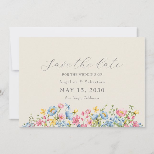 Wildflower Wedding Save The Date (Front)