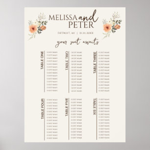  Wildflower Wedding Seating Chart