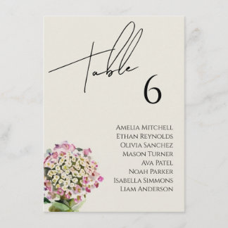Wildflower Wedding Seating Chart Card