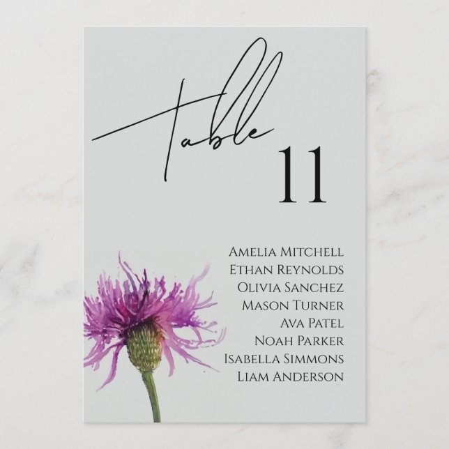  Wildflower Wedding Seating Chart Card (Front)