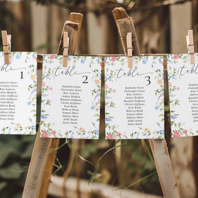 Wildflower Wedding Seating Chart Sign Cards (Creator Uploaded)