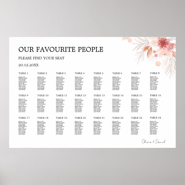 Wildflower Wedding Seating Chart Template (Front)